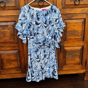 Lily Pulitzer - EUC - Darlah Strech Ruffle Dress - You're the Zest - Size 14